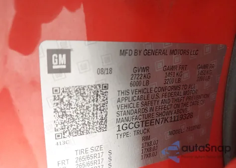 2019 Chevrolet Colorado Zr2 z USA, uszkodzony, nr VIN 1GCGTEEN7K1119328